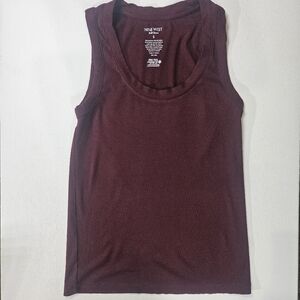 Nine West Tank Top Small Ribbed‎ Burgundy Softspun Casual Summer Workout Beach